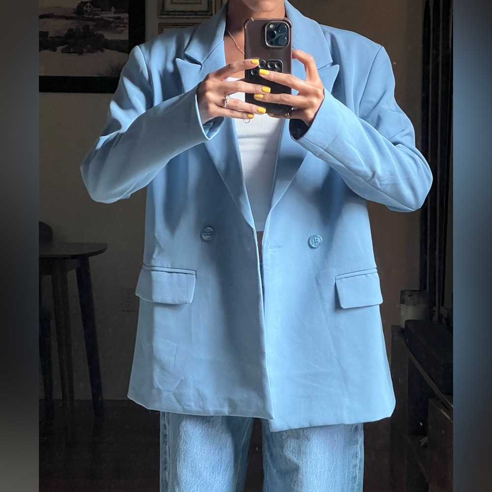 Light Blue Double-Breasted Blazer